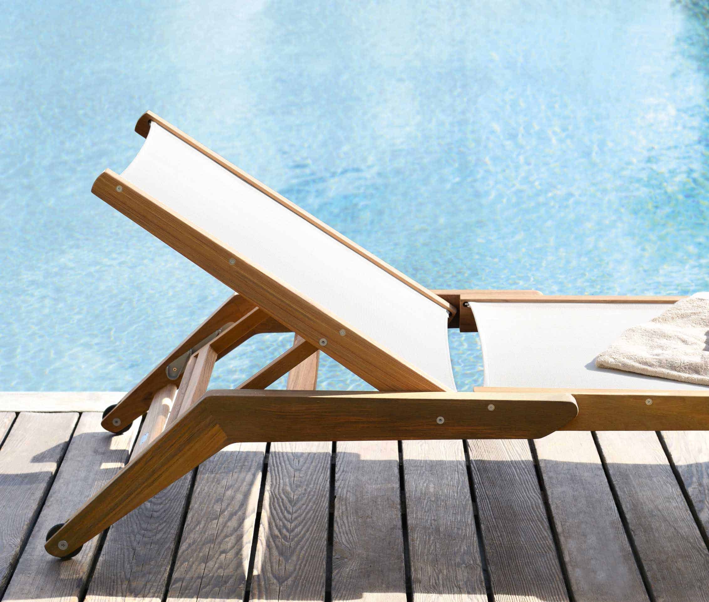 Solpuri Spa Chaise longue, empilable - Accoudoirs teck